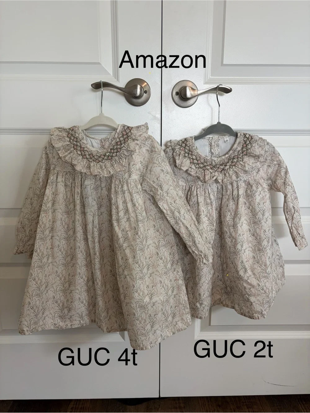 Amazon Kids Matching Floral Print Cream Dress Set